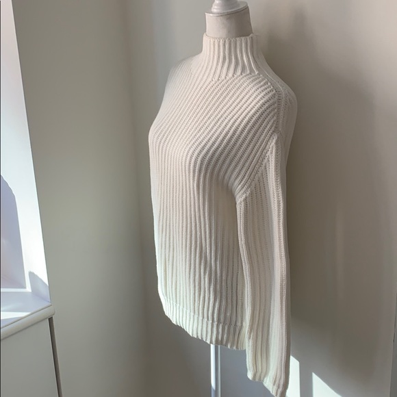 Gap off-white ribbed cotton mock neck sweater - Picture 5 of 10